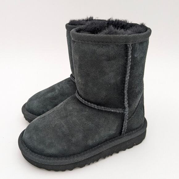 UGG Kid Toddler Classic II Winter Boot Sheepskin Fur Lined Gray Size 7 EU23.5 - Picture 1 of 9